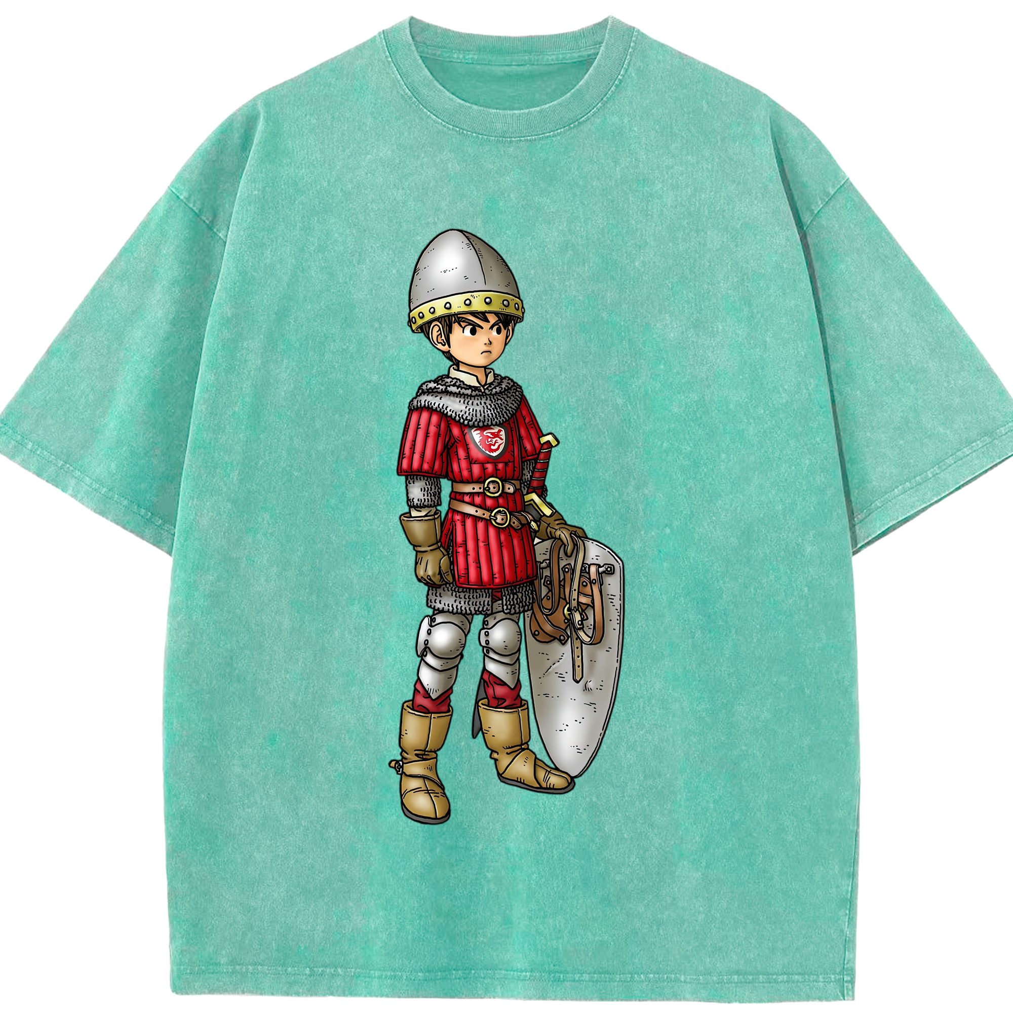 （画像用） ドラゴンクエスト Doragon Kuesuto Dragon Quest 綿100% ヴィンテージ風 半袖Tシャツ（フロントプリント）